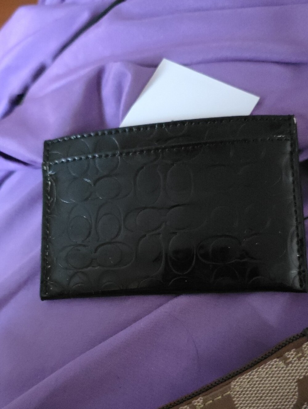 COACH Pink Signature Wristlet with Tan Signature Pouch - Picture 5 of 11